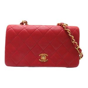 Chanel Mini Matelasse Chain Shoulder Bag Lambskin Red